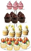 Acrylic Cupcake Stand, BetterJonny 4 Tier Transparent Round Dessert Tower Holder with Base Clear Cake Stand Display Tea Party Serving Platter for Wedding Party