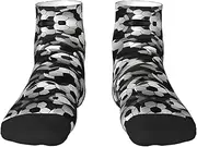 [pvinnk] Black And White Soccer Ball Pattern Print Functionality Socksing Adult Socks For Workout Winter Warmth And