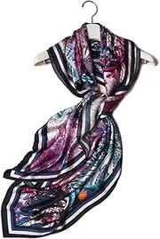 Women's Square Scarf, Unique Retro Vintage 100% Silk Graffiti Designer Design Stylish Elegant Madam Head & Neck Four Seasons Decoration