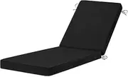 HOMELYSIAN Chaise Lounge Cushions Outdoor, 72"x21"x3" Triple-Waterproof Outdoor Chair Cushions with High Resilience Foam and Removable Cover, 4 Adjustable Ties Lounge Chair Cushion for Lawn(Black)