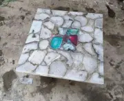 White Agate Stone Coffee Table Center Mix Agate Stone Square Table For Decor