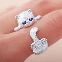 在飛比找蝦皮購物優惠-貓咪戒指 時尚單品可愛貓咪戒指 開口可調整明偵小白同款