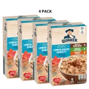 4 PACK Quaker Lower Sugar Instant Oatmeal Variety 8 Count