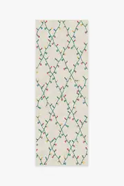 75' x 215' | Machine Washable Runner Rug | Kid & Pet Friendly | Indoor Rug | Holiday Lights Creme Rug | Ruggable