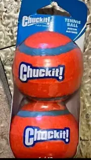 Chuckit Tennis Balls Thick Rubber Core Fetch Dog Toy For Medium Dogs 2-Pack