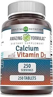 Amazing Formulas Calcium with Vitamin D3 250 Tablets - Supports Calcium Absorption* -Promotes Strong Bones & Teeth* -Supports Immune, Nerve & Muscle Functions*