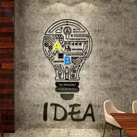 在飛比找Yahoo!奇摩拍賣優惠-【DAORUI】創意燈泡立体牆貼勵志3D亞克力壁貼工業風門貼