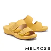 在飛比找momo購物網優惠-【MELROSE】質感寬版條帶水鑽楔型高跟拖鞋(黃)