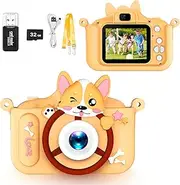 Kids Toy Camera, Digital Camera for Toddlers, Portable Digital Camera with Video, for Boys and Girls Aged 3-12, Christmas Birthday Kids, with 32G SD Card and USB Reader.Yellow