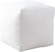 Cadence & Co. Unstuffed Boucle Pouf Ottoman Cover ONLY, Pouffe, Lounge Footstool Seat, Beanbag Chair, Not Filled, 50x50x50cm – Ivory