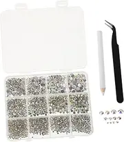 Vaguelly Crylic Nail Beads Set Flatback Rhinestones Craft Gems Sequins for Nail Art DIY Jewelry Kit