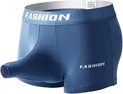 [Sekexi] Men's Underwear with Split Open Gun and Bullet Medium Waist Solid Color Breathable Elephant Nose Flat Corner Pants