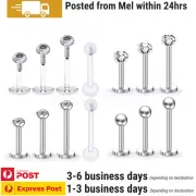 3PCS Lip Ring Stud Labret Monroe Lip Tragus Helix Earring Piercing Jewellery Bar