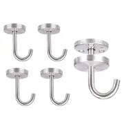 5 Pcs Stainless Steel Ceiling Hook Round Base Top Mount Overhead Wall Hook5468