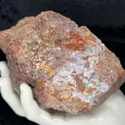 5-1/3" Quartz Crystal Cluster Geode Red Orange Chalcedony Mineral Specimen 1.9Lb