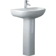 550*410*820mm RAK Compact Gloss White Ceramic Oval Pedestal Basin