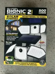Bell +Howell Solar Powered Bionic Floodlight Elite 2 Pack Adjustable 3-panel LED