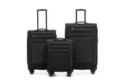 3pc Tosca Sky Runner Travel Durable Rolling Suitcase Luggage Bag Set Black