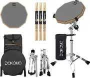 Drum Practice Pad with Snare Drum Stand Set, 12-Inch Double Sided Silent Practic