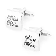 Best Man Curved Silver Wedding Cufflinks