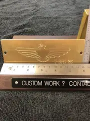 THUNDERBIRD LOGO 2” X 6” BRASS MASTER ENGRAVING PLATE FOR NEW HERMES FONT TRAY
