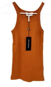 One Teaspoon Women Burnt Orange Ribbed Knit Tank Top Scoop Neck Cotton Size XXS