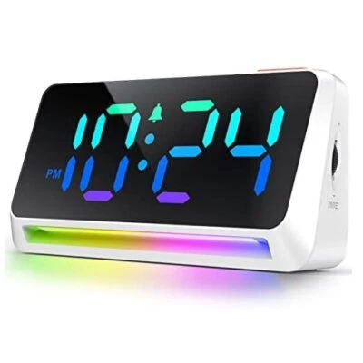 LED Digital Clock for Bedroom, Super Loud Alarm Clock for Heavy Sleepers Rgb