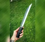 Handmade Long seax knife, hand forged Viking knife, Yakut seax knife with cover
