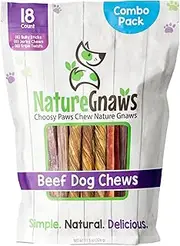 Nature Gnaws Premium Dog Chew Variety Pack - Tripe Twists, Beef Jerky and Bully Sticks for Dogs - Long Lasting Dog Chew Treats - Rawhide Free Dental Bones