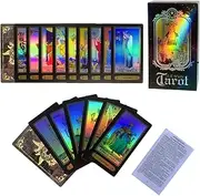SUNHHX Tarot Cards Set, 78 Surface Laser Tarot Deck, Rider Waite Tarot Deck with English Instructions Book, Tarot Cards for Beginners (English Edition)