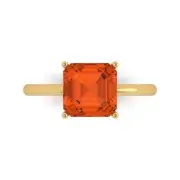 2.5Ct Asscher Cut Red Gemstone Solid Gold Solitaire Engagement Promise Ring