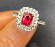 2.50 Ct Octagon Shape Natural Ruby diamond Woman s Ring 14Ksolid white gold