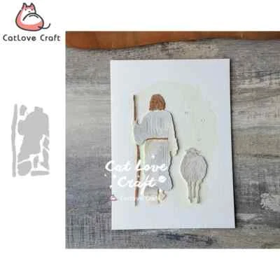 Walking Shepherd Sheep Metal Cutting Dies Scrapbooking Card Making Craft