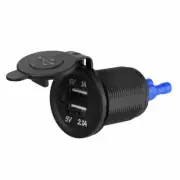12V/24V Car 1A 2A Dual USB Charger Socket Voltage Voltmeter Panel Marine QA