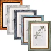 Fixwal 5x7 Picture Frame Set of 5, Vintage Photo Frame, Rustic Retro Picture Frame with Tempered Glass, Decorative Art on Walls and Tabletop Placement