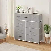 Advwin Chest of Drawers 9 Drawers Fabric Tower Dresser Organizer Clothes Toys Storage Unit Tallboy Storage Cabinet for Bedroom, Living Room, Hallway, Entryway,Office Biege