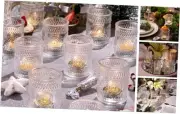 48pcs Votive Candle Holders Bulk, Wedding Centerpieces for Tables, Glass Clear