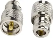 DHT Electronics 2-Pack RF Connector Adapter N Type Female to PL259 / silver