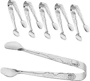 GRADENEVE 6pcs Decorative Mini Tongs for Appetizers Sugar Cubes Ice Serving Elegant Pattern Kitchen Tool for Parties Gatherings