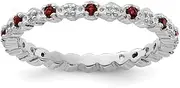 925 Sterling Silver Polished Prong set Stackable Expressions Garnet and Diamond Ring USA Size 5 Jewelry for Women