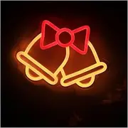 Sign Lamp Double Bells Neon Sign USB Powered Dimmable Neon Light For Shop Home Festival Party Wall Decoration 15.6cm×21.8cm