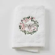 2X Pilbeam Living Floral Bee 32x32cm Cotton Face Washer - White