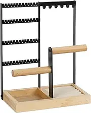 [Generic] Jewellery Stand - 4-Tier Metal Frame Jewelry Holders | Wooden Base Design Bangle Organization Rack | Bracelet Organizers | Jewelrry Organizer And Storage