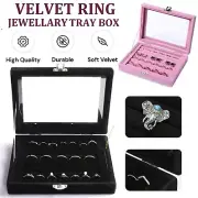 Velvet Ring Earring Jewelry Display Organizer Box Tray Holder Storage Case Box