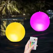 14 Inch Solar Powered Floating Pool LightsRGB LED Glow in The Dark Pool Ball ...