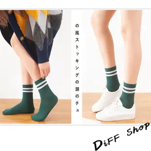糖果色線條學院風中筒襪 堆堆襪 運動短襪 短襪 襪子 隱形短襪 船型短襪【DIFF】