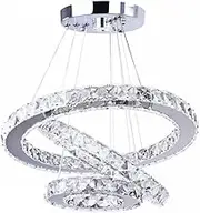 54W LED Chandeliers Crystal 3Ring Ceiling Light Adjustable Cool White