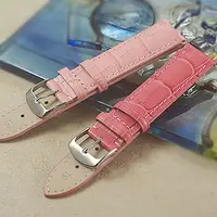 在飛比找PChome24h購物優惠-進口高級錶帶 通用型鱷魚皮紋粉色系 ( 22mm.21mm.