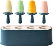 Popsicle Mold with 4 Pops, Silicone Ice Cream Molds Reusable Ice Pop Makers Easy Release Popsicle Tray for DIY Ice Cream Homemade Ice Pop