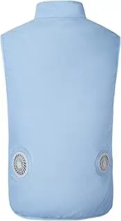 [WFEI] Summer Men's Cooling Fan Vest Windproof Sleeveless Jacket for Safety Travel Hiking Golf Cycling Vest Outdoor Lightweight Travel Vest,Light Blue,XXS